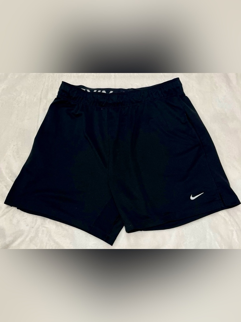 Nike Black Men's Athletic Shorts with White Swoosh